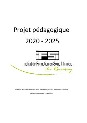 Projet pédagogique IFSI du Rouvray 2020-2025