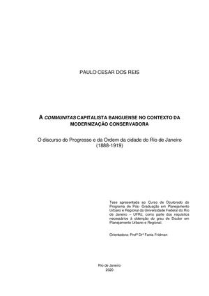 A COMMUNITAS CAPITALISTA BANGUENSE NO CONTEXTO DA MODERNIZAÇÃO CONSERVADORA
