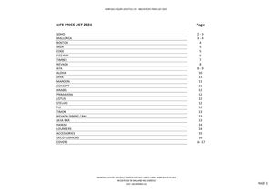 Master Price List 2021 Life