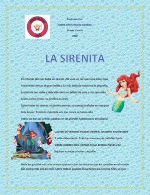 Cuento La Sirenita Salma Valeria Cuarto