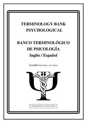 Banco Terminológico De Psicología (Huaranga Palacios,zelmira Paola)