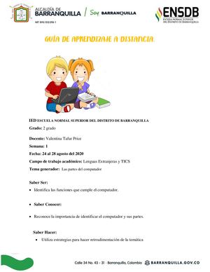 Guía Partes Del Computador 1grado