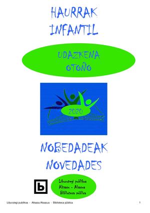 Novedades infantiles - Otoño - 2020 - Udazkena - Gazteentzako nobedadeak