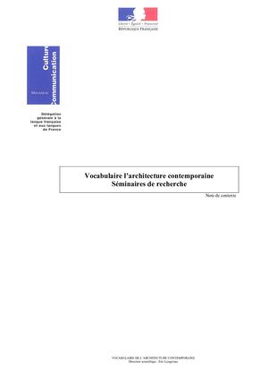 Vocabulaire de l'architecture contemporaine (2010-2013)