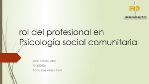 Rol Del Profesional En Psicología Social Comunitaria