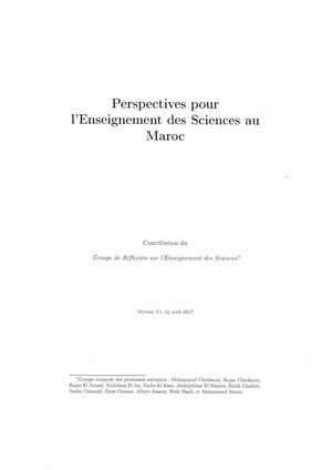 Perspectives Pour L'enseignement Des Stem Au Maroc Groupe De Reflexion Ghallab 2017