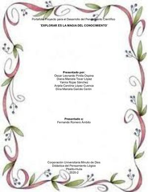 Portafolio Proyecto Para El Desarrollo Del Pensamiento Científico en la primera infancia