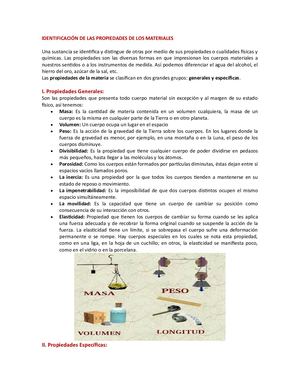 Identificación De Las Propiedades De Los Materiales