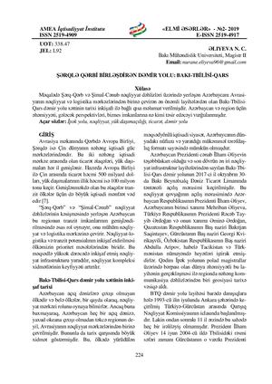 The railway joining the West and East: Baku-Tbilisi-Kars