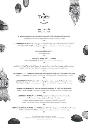 Carte La Truffe Petrossian