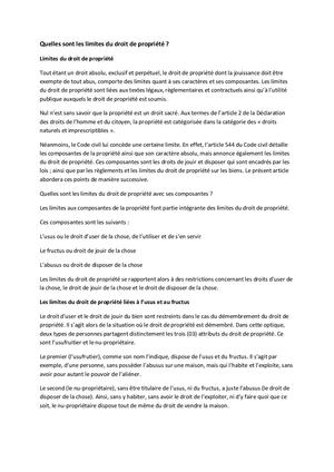 Quelles Sont Les Limites Du Droit De Propriété