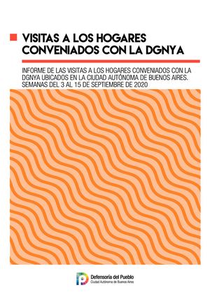 Informe de las visitas a los hogares conveniados con la DGNYA ubicados en la Ciudad Autónoma de Buenos Aires. Semanas del 3 al 15 de septiembre de 2020
