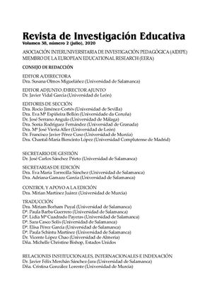 Revista de Investigación EducativaVolumen 38, número 2 (julio), 2020