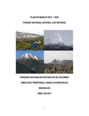 Plan De Manejo Pnn Los Nevados 2017