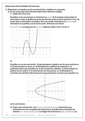 M1G. Solucionario. Generalidades De Funciones.