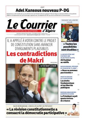 Le Courrier d'Algérie du lundi 28 septembre 2020