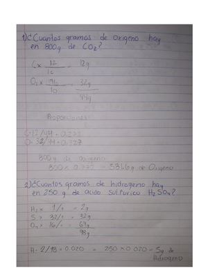 Tarea De Quimica Masas Atomicas