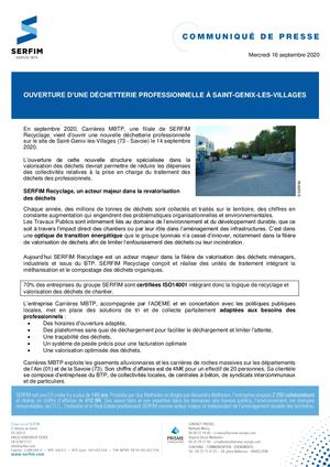 COMMUNIQUE DE PRESSE mbtp