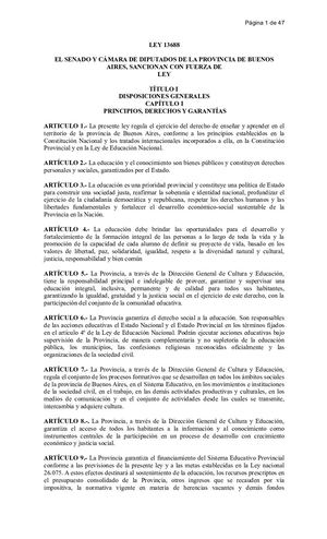 Ley Provincial Nº13688 Ley De Educación Provincial