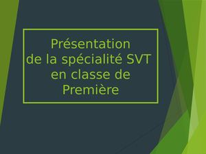 Présentation Du Programme  1ère Spé.