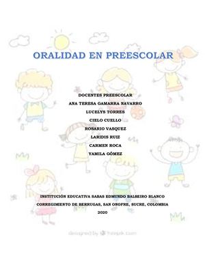 Actividades para estimular la Oralidad en Preescolar