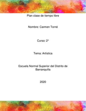 Plan Clase De Artistica