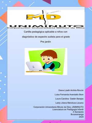 Cartilla pedagógica aplicable a niños con diagnóstico de espectro autista para  el grado pre-jardín