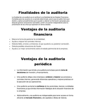 Finalidades De La Auditoria