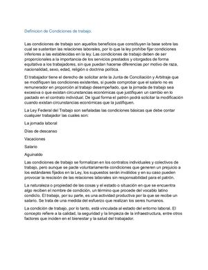 Condiciones de trabajo