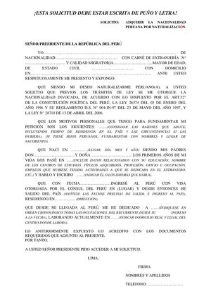 Nacionalidad Peruana Por Naturalizacion