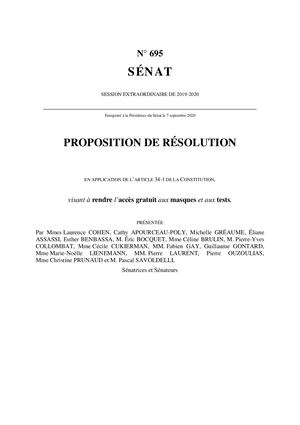 Ppr Rendre l'accès gratuit aux masques et aux tests