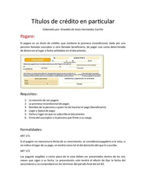 Títulos De Crédito En Particular