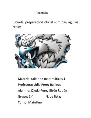 Caratula De Taller De Matematicas 1 De Efren Ojeda[
