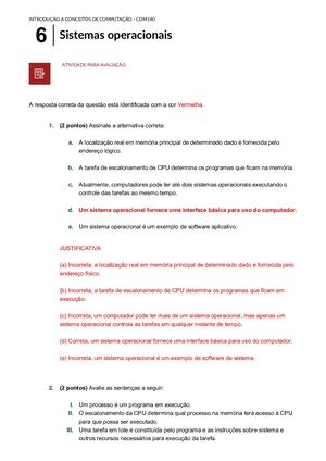 Gabarito Da Atividade Para Avaliação - Semana 6_ INTRODUÇÃO A CONCEITOS DE COMPUTAÇÃO - COM140