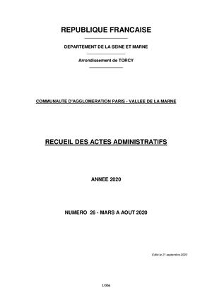 Recueil n°26 - Mars/Août 2020