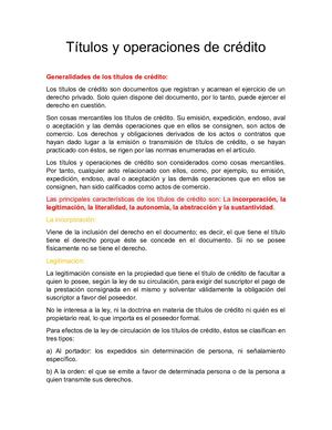 Títulos Y Operaciones De Crédito