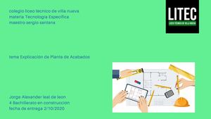 Explicacion De Planta De Acabados