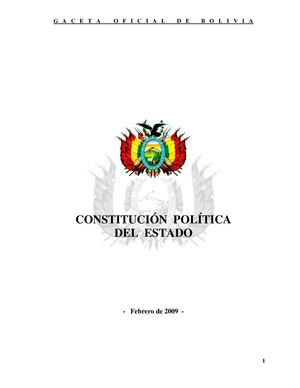 Constitución Política del Estado Plurinacional de Bolivia - Version Oficial 2009