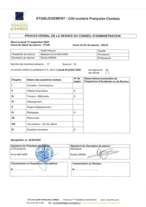 Procès Verbal CA 17 09 2020