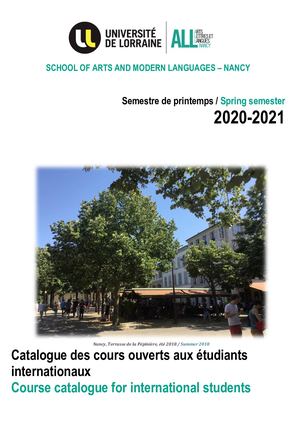 Catalogue Erasmus Semestre B 2020 21