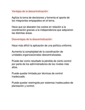 Edgar, Ventajas Y Desventajas De La Descentralización