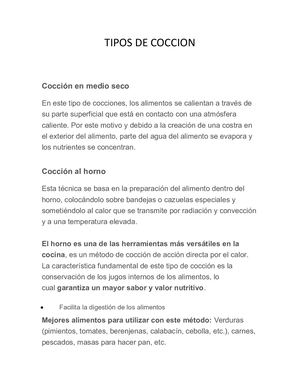 Tipos De Coccion