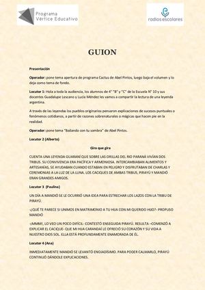 Guion de Programa De Radio