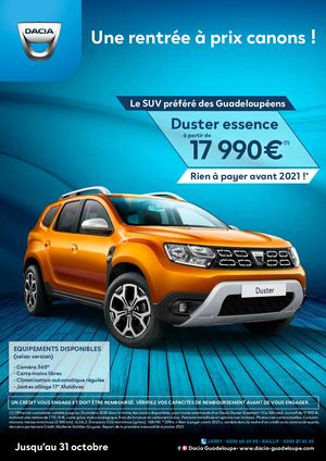 Dacia Guadeloupe Offres Rentrees Septembre 2020 Rien A Payer Avant 2021