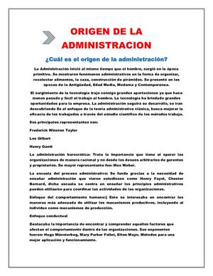 Origen De La Administracion Empresa 1
