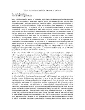 Lectura Resumen Consentimiento Informado