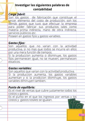 Investigar Las Siguientes Palabras De Contabilidad