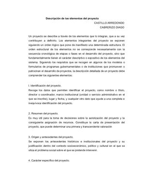 Descripción De Los Elementos Del Proyecto