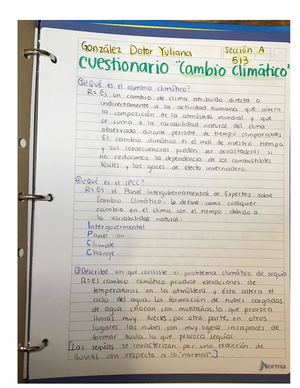 Cuestionario Cambio C Biología