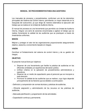 Manual De Procedimientos Para Una Auditoria